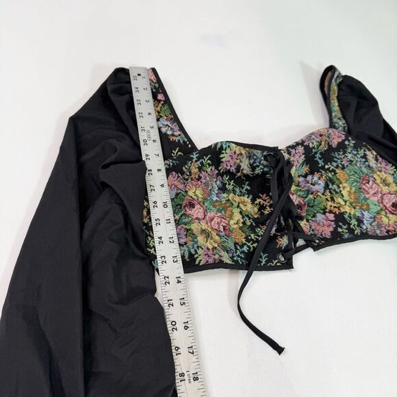 Cider Top Womens XL Jacquard Floral lace Up Corset louse Esmeralda Long Sleeve - Picture 6 of 9